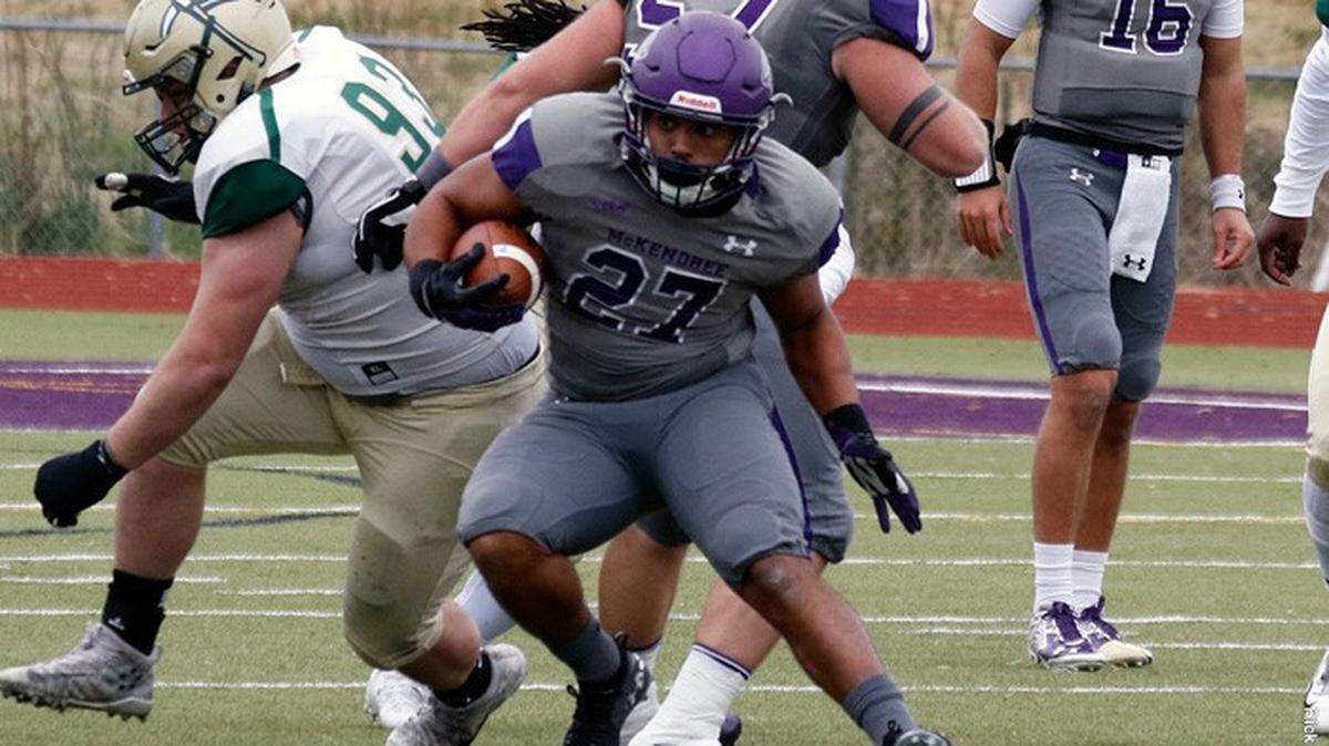Preston Thompson, a member of the McKendree University football team, had 1,073 yards this season for the Bearcats.