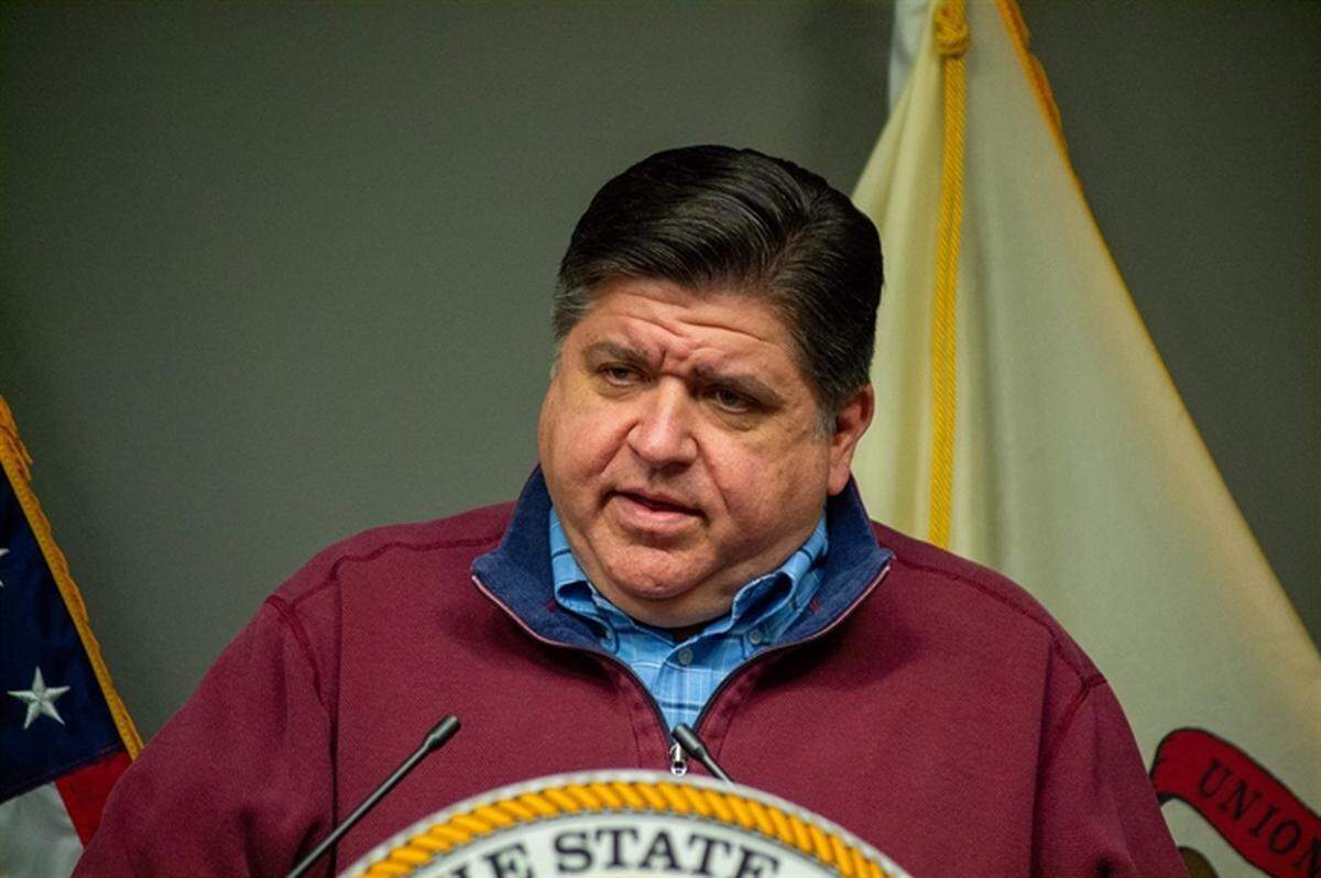 Gov. J.B. Pritzker is pictured at the Illinois Emergency Management Agency building earlier this month. He has signed 162 pardons thus far as governor.