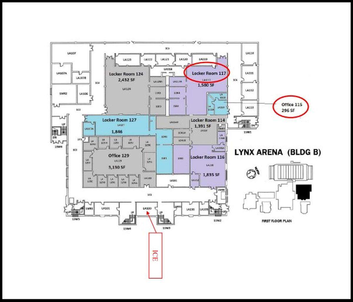 This exhibit in the city of Belleville’s facility use agreement with the Southwestern Illinois Jets Basketball Club shows the locker room and office that the organization is renting.