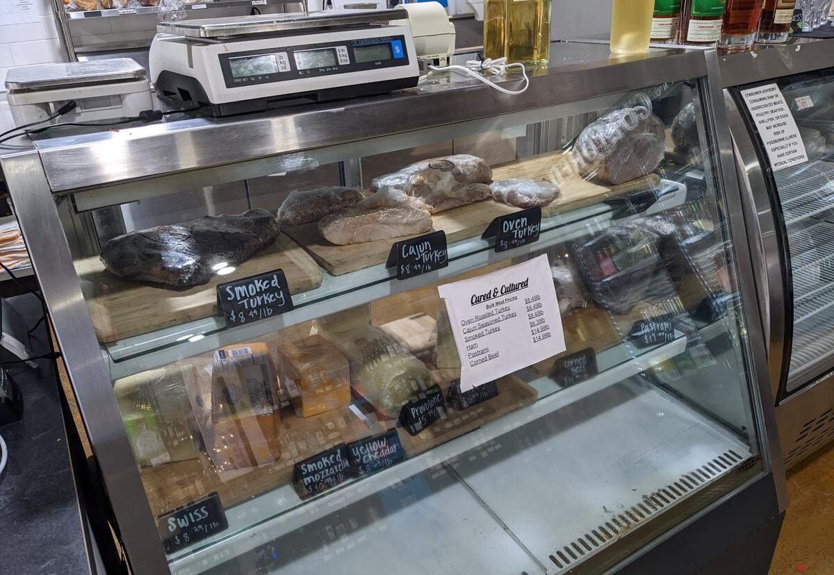 The deli case at The Market at Cured, located inside Cured and Cultured in Belleville