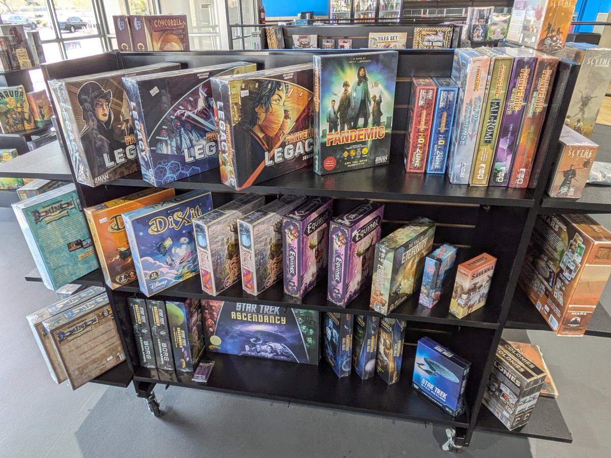 Selection of board games at Impact Gaming Center