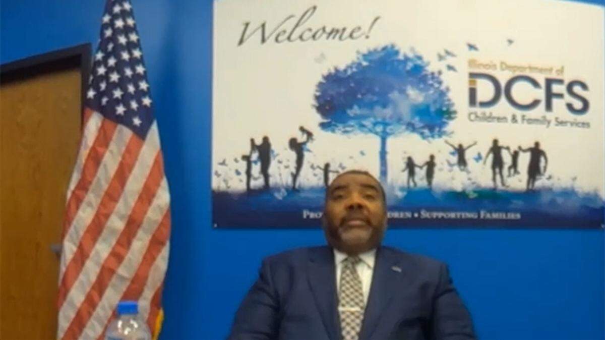 DCFS Director Marc Smith answers questions during a House committee virtual hearing in January of 2022