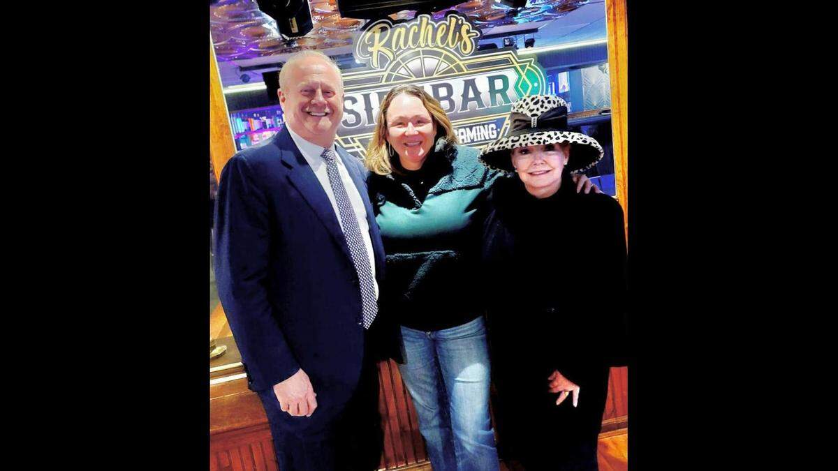 St. Clair County Board Chairman Mark Kern, left, is shown with Rachael’s Sidebar owner Rachel Speichinger, center, and Belleville Mayor Patty Gregory in late January after a meeting of the Greater Belleville Chamber of Commerce.