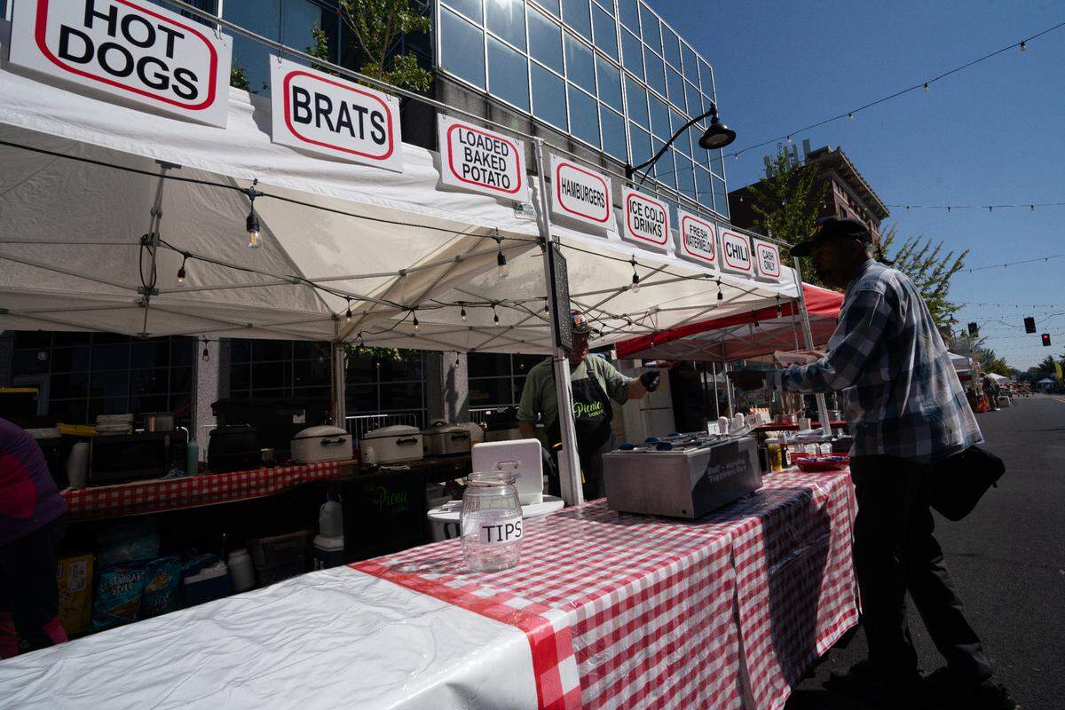 Scenes from Belleville’s Oktoberfest in 2023. In addition to beer, pretzels and lederhosen, food trucks and cover bands also came out in abundance.