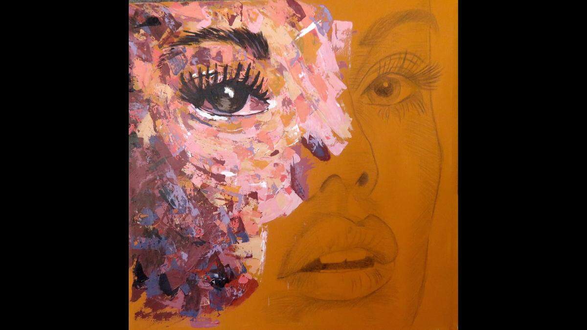 Laura Cook of Okawville High School won an Award of Excellence and a Wm. Evans Memorial Award for the acrylic artwork “Seeking Color” at Belleville’s 2024 Art on the Square.