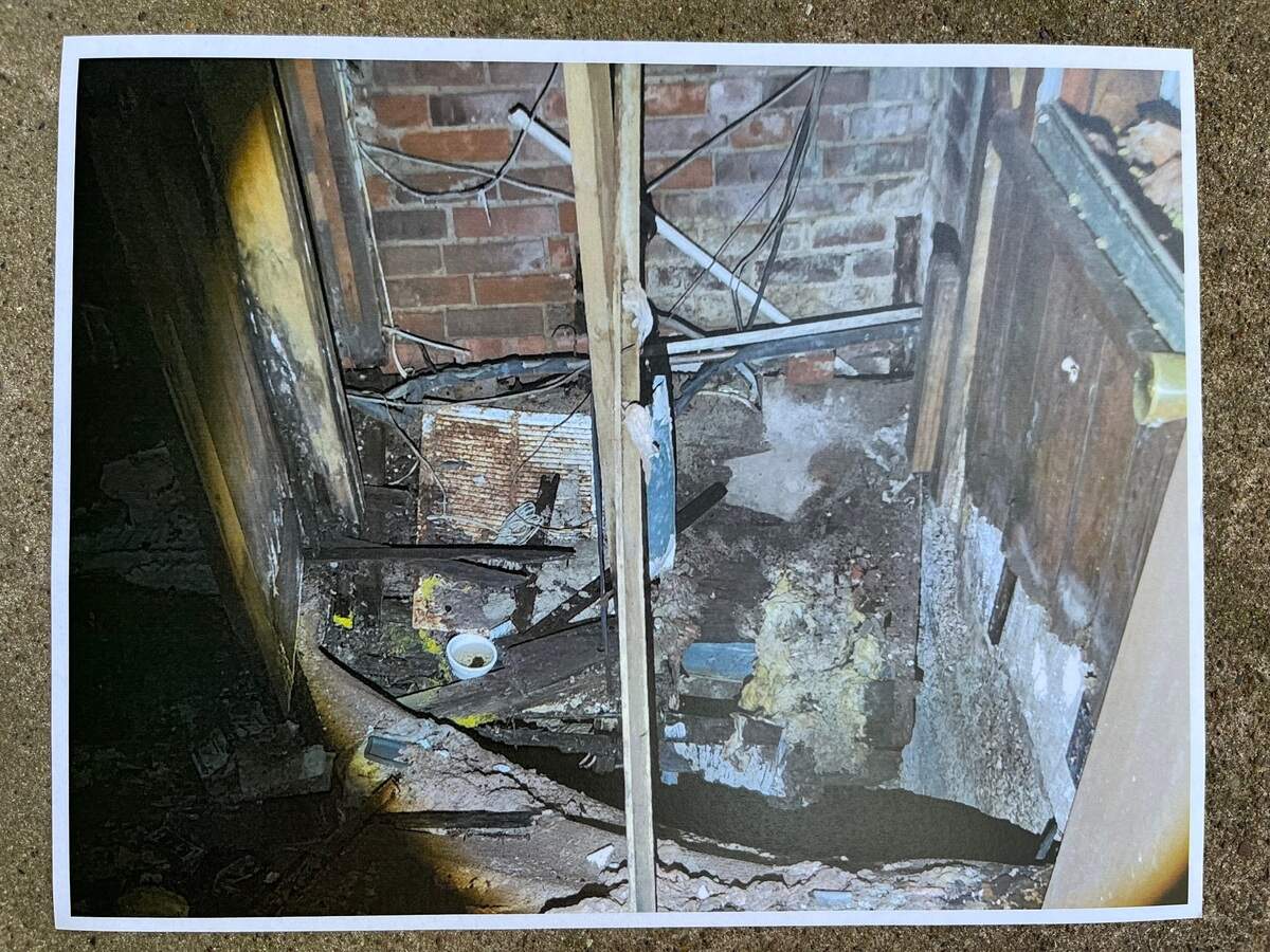 One of about 80 photos taken by Scott Tyler, the city of Belleville’s director of health, housing and building, inside a derelict building at 1013 W. Main St. that is slated for demolition.