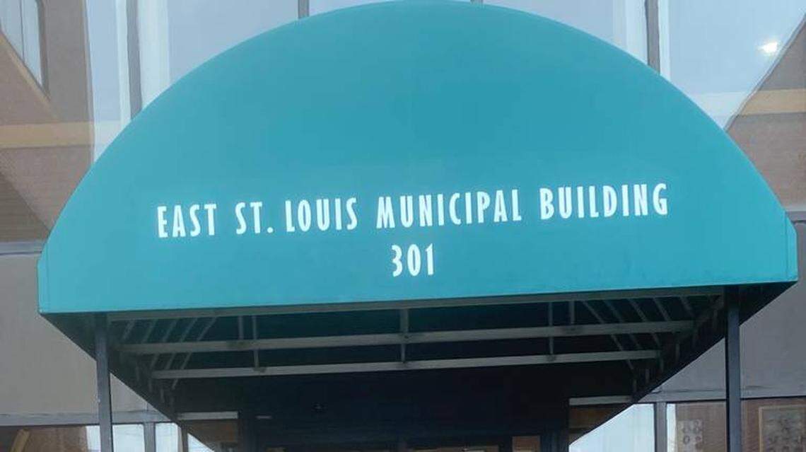 The entrance to the East St. Louis municipal building.