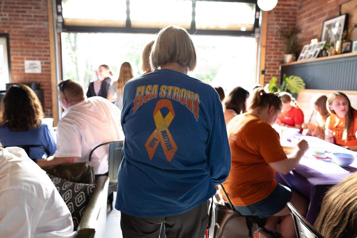 Family, friends and loved wore shirts with encouraging slogans in remembrance for Elsie Wiemerslage, who died recently after a 10-year battle with cancer.