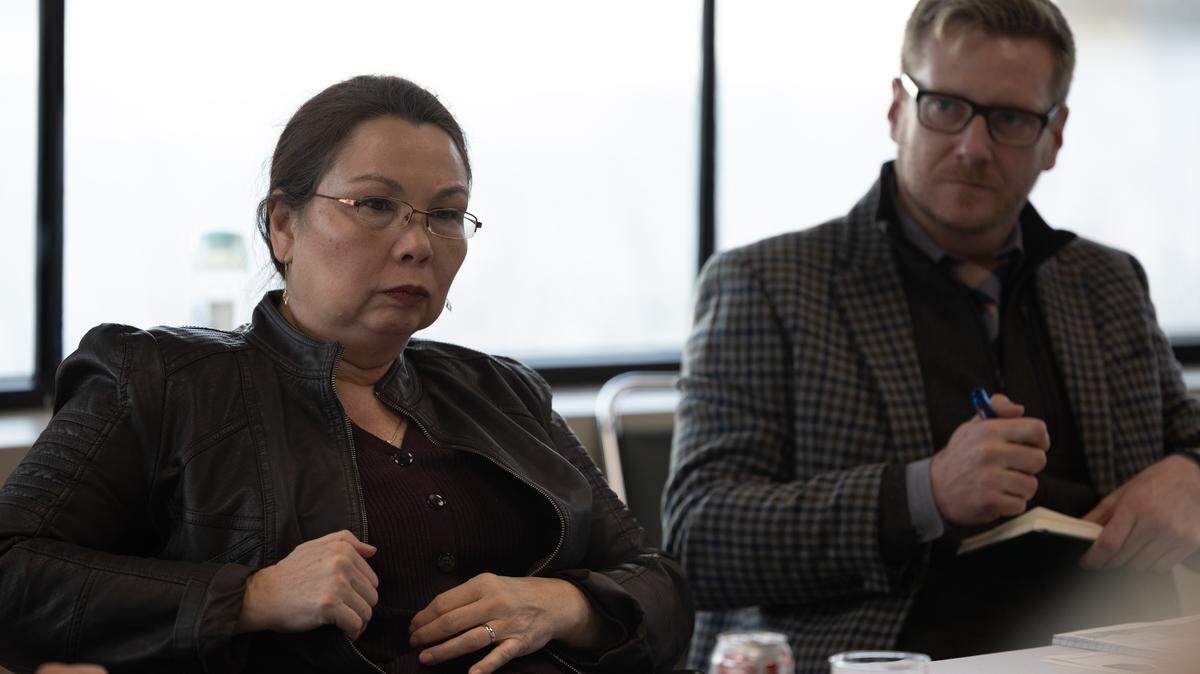 U.S. Sen. Tammy Duckworth listens as Madison County mayors discuss emerging issues in their communities.