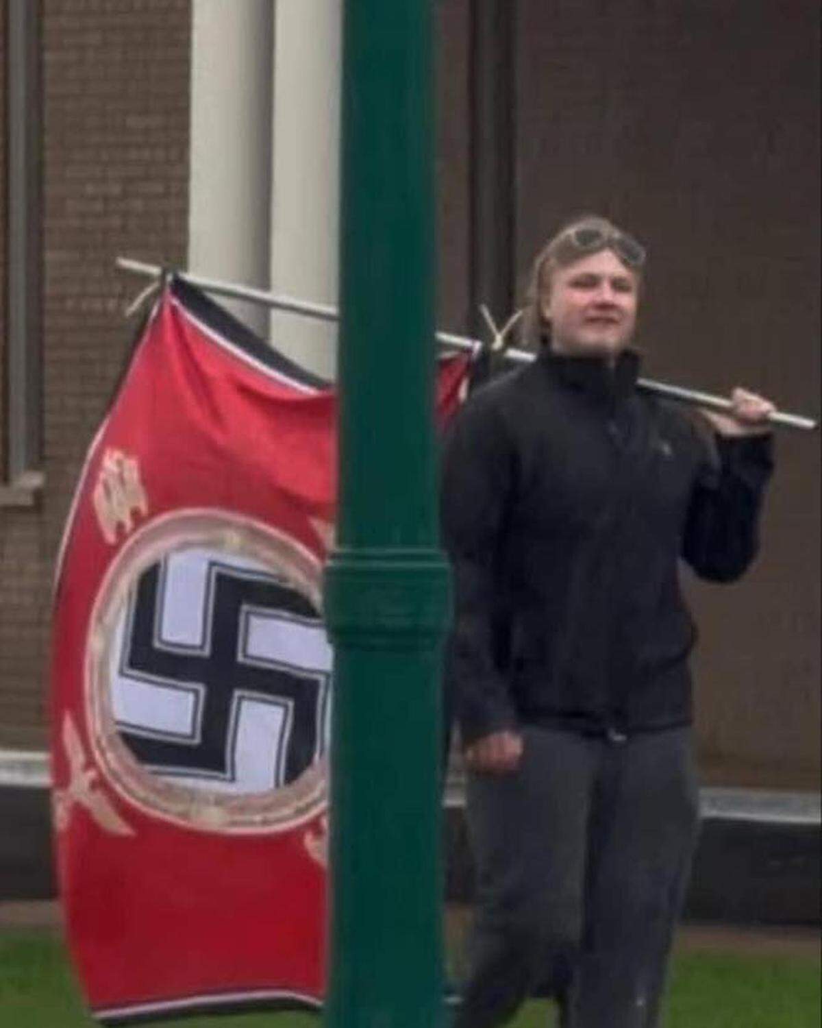 About 400 demonstrators assembled on Lincoln Avenue in O’Fallon Saturday as part of the nationwide Hands Off! protest of the Trump administration. One man arrived carrying a red flag bearing a swastika. There was a brief confrontation, but no injuries or threats, according to police.