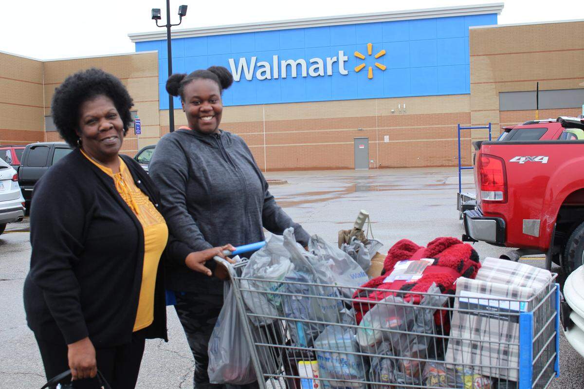 Juanita Hall, left, and her granddaughter, Irene Johnson, stopped by Walmart on Carlyle Avenue in Belleville to pick up a few items on Wednesday afternoon.