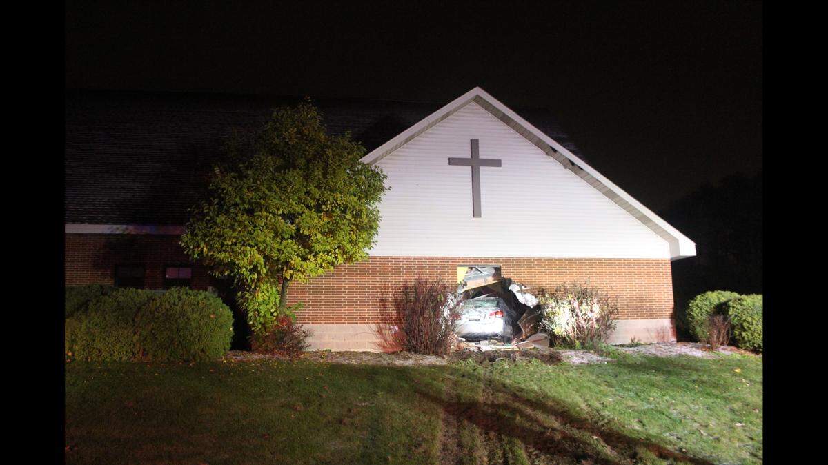 Police in Illinois say a man was driving drunk when he crashed into the side of a church on Halloween.