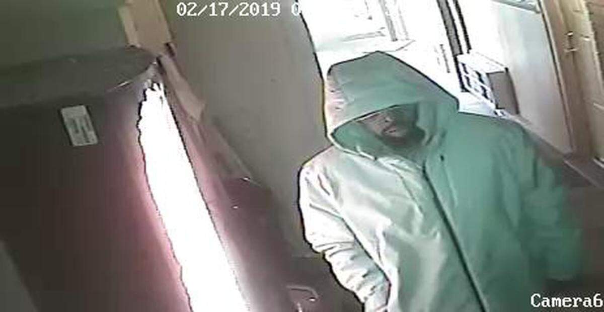 The Fairview Heights Police Department is searching for a man and a woman who they believe were involved in an armed robbery at the Trailway Motel in Fairview Heights. The man is pictured here in surveillance video wearing a light green hooded sweatshirt.