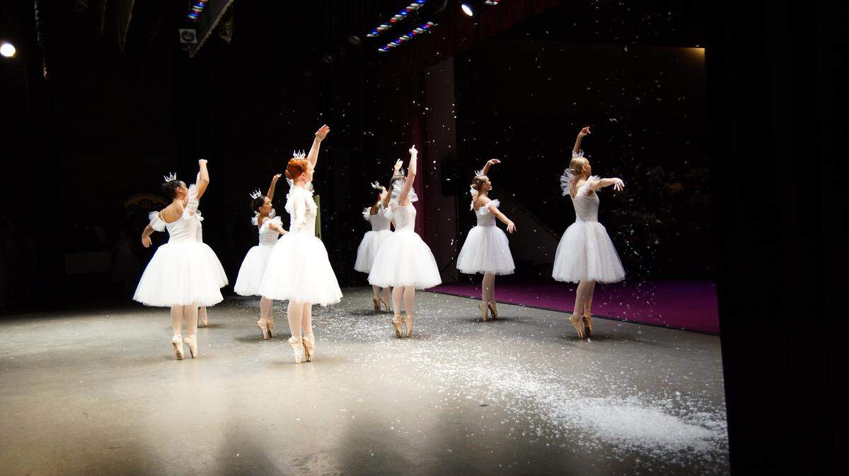 Snow scene from the Belleville School of Ballet’s 2023 production of “The Nutcracker”
