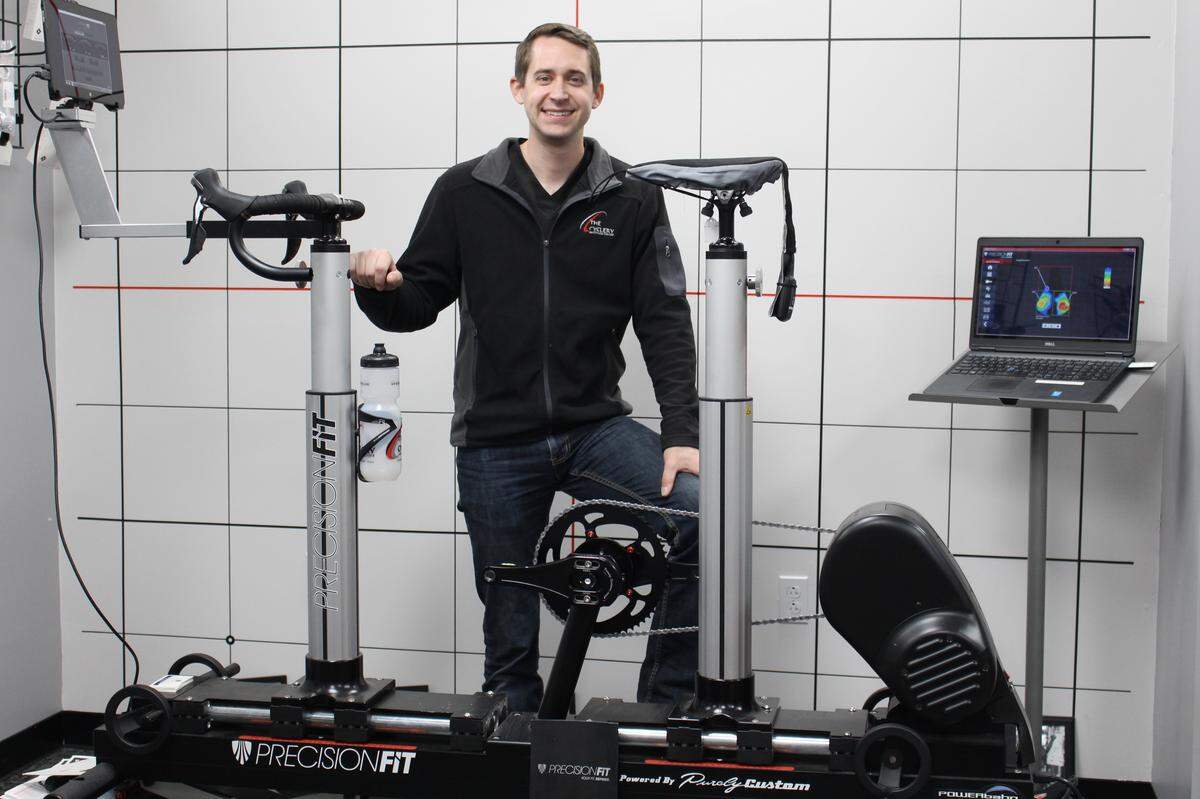 David Parks, manager of The Cyclery in Edwardsville, helped persuade his father to install a $50,000 computerized bike-fitting simulation studio three years ago.