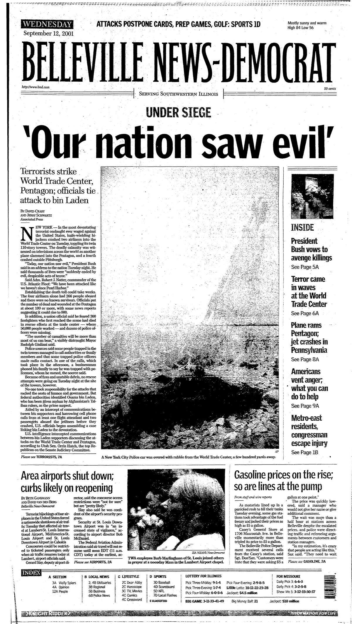 The BND’s front page Sept. 12, 2001.