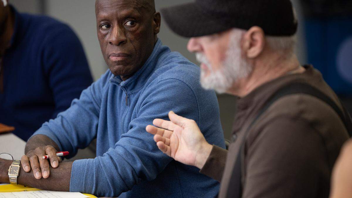 Larry Burgan points to Calvin Ratliff, a fellow employee at the former Dow Chemical Plant, a FUSRAP site known for decades of radioactive handling. The two are part of a coalition of former employees and residents who live near the former plant who have been exposed to radiation.