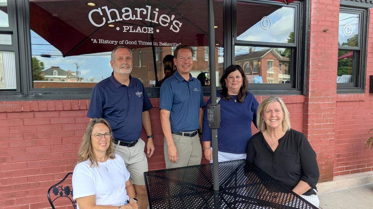 Pictured left to right: Vicky and Stephen Dunn, Kevin and Ginny Bouse, and Barb Swantner. Stephen Dunn, Kevin Bouse and Swantner are the owners of Charlie’s Place in Belleville.