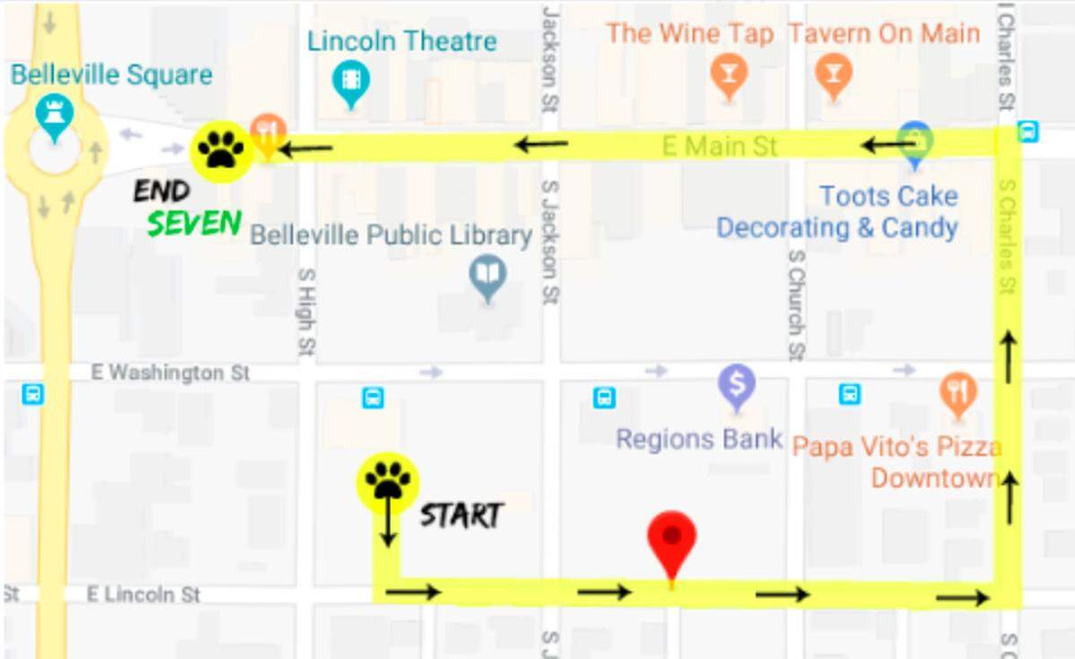 The parade route for the BAHS Howl’oween pet parade, scheduled for 1 p.m. Sunday, Oct. 20.