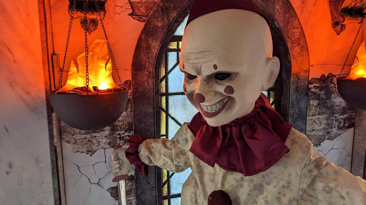 Scary clowns feature in several of the displays at Spirit Halloween in Belleville.