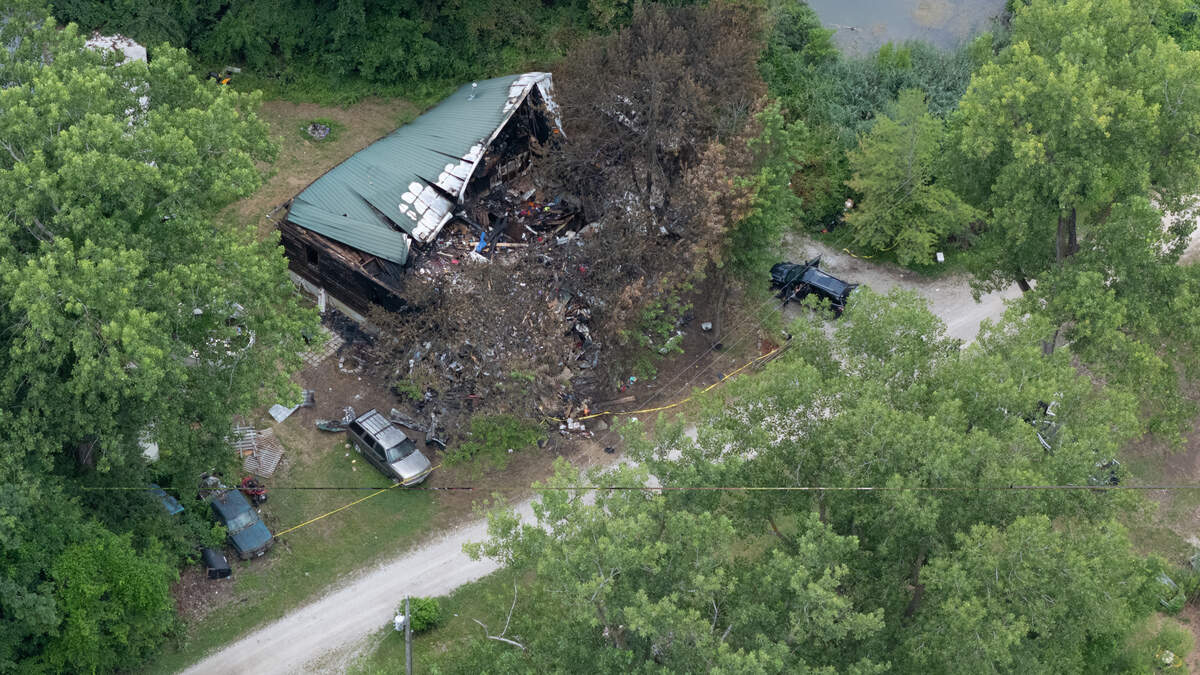 This drone image shows the aftermath of a fire at a house along Schaller Road in Lenzburg.