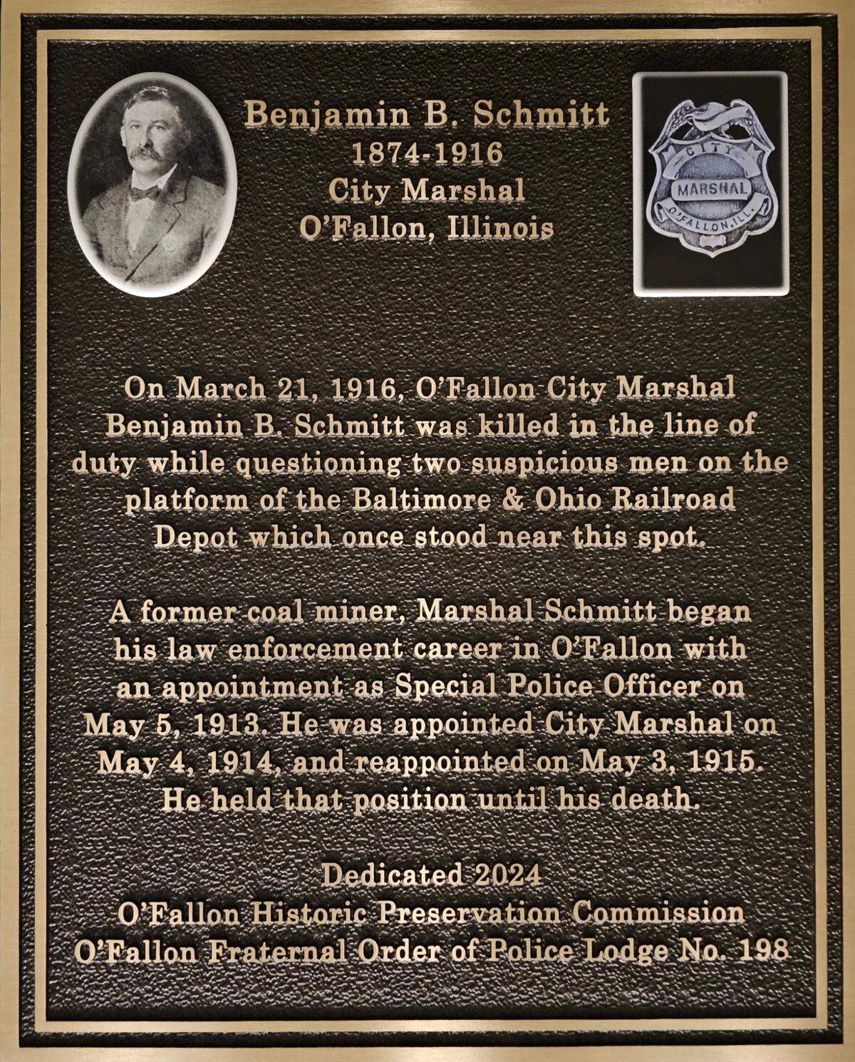 The plaque that will hang downtown at the Chamber office
