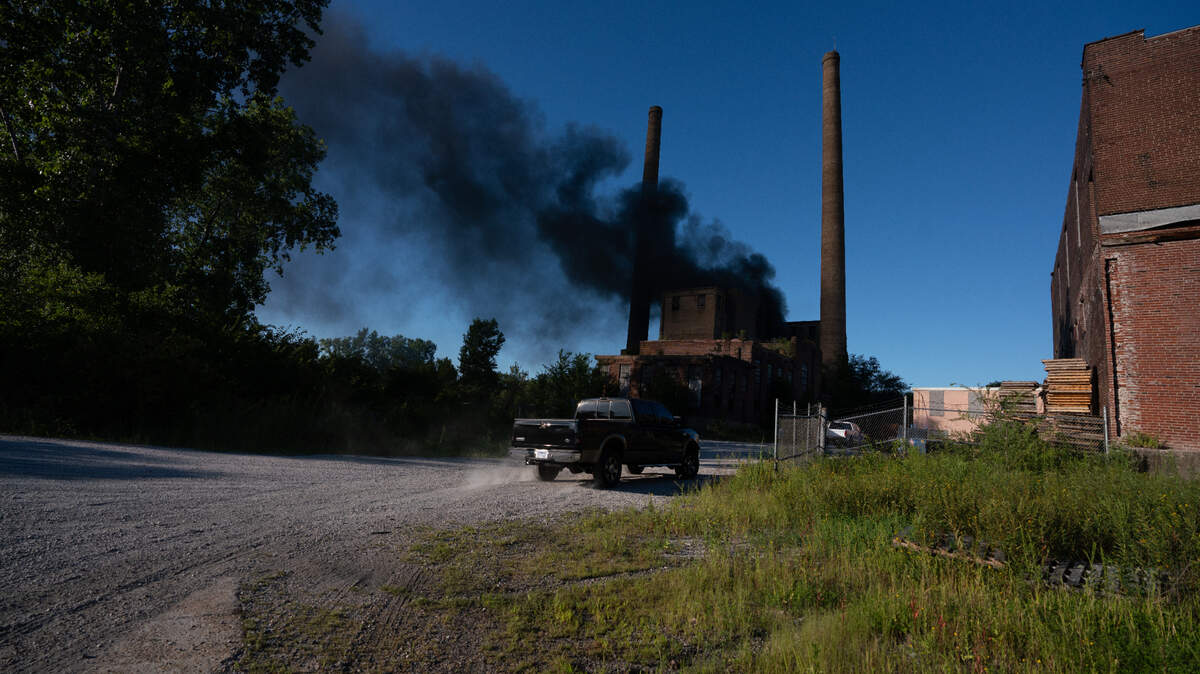 A building off East St. Louis’s Converse Avenue was on fire on Aug. 31, 2023.