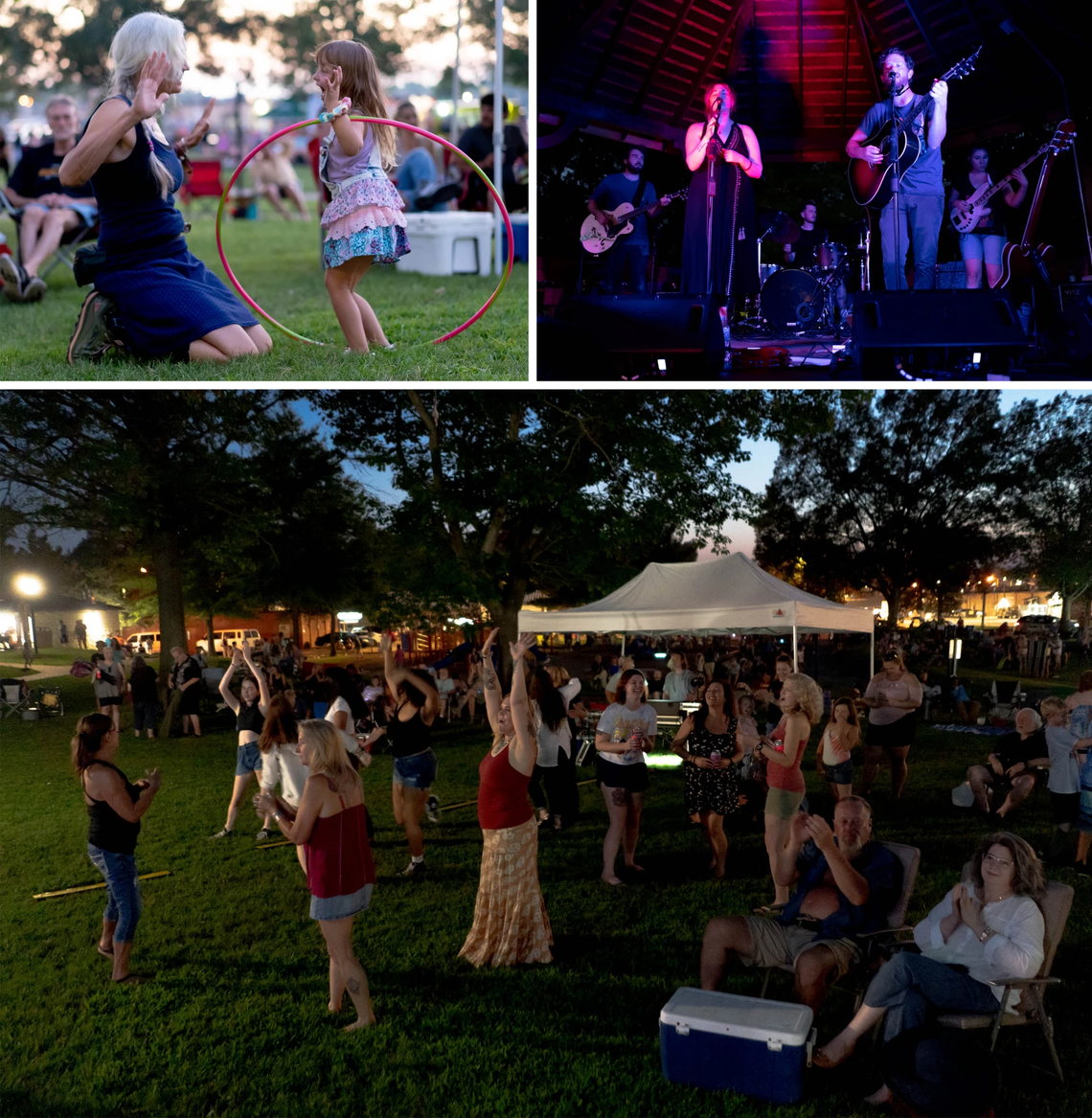 Southern Illinois residents enjoy the Champaign-based band “The Bashful Youngens” featuring Carrie Chandler and Aaron Short on July 21 at Turley Park in Carbondale.
