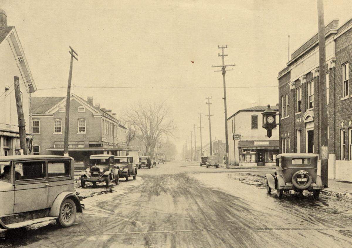 This slushy winter scene is at the corner of State and Lincoln in 1930 in O’Fallon. On the left is Allen’s Stop & Shop Market, now Gia’s Pizza, and on the other corner was Schildknecht’s grocery store on what is now the parking lot next to Mandy’s. On the right was the First National Bank, which is now the O’Fallon History Museum. Honoring the past while spotlighting the present is what the first annual Founders’ Day will celebrate on Saturday, May 14, organizers say.