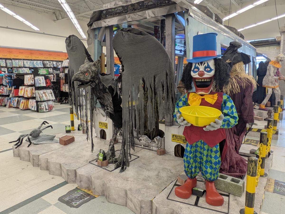 A haunted subway is the setting for an animatronics display at a Spirit Halloween store in Fairview Heights. 