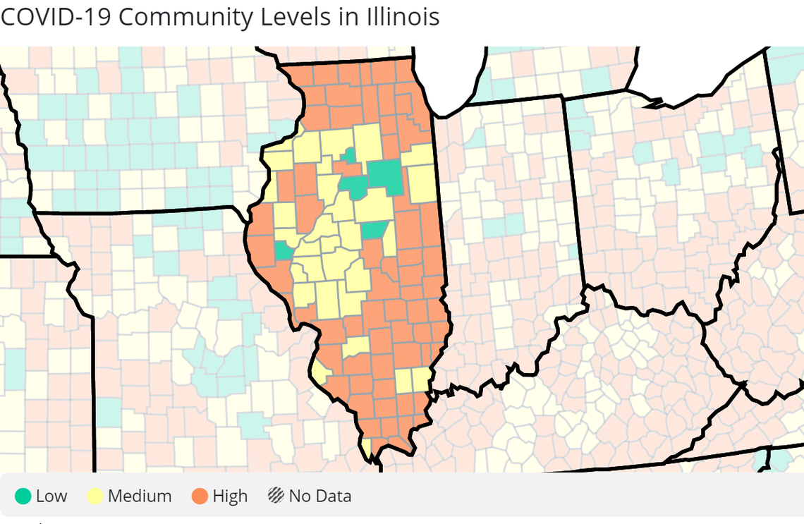 Here’s the CDC’s latest COVID-19 community level data in Illinois.