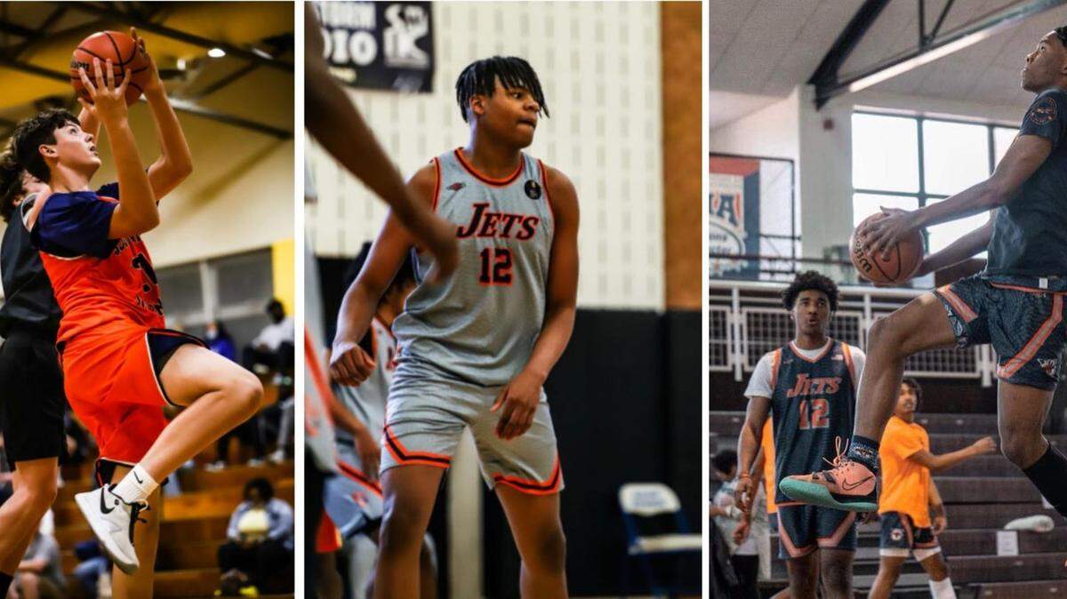 Players with the Southwestern Illinois Jets Basketball Club include, left to right, Alex Stell, a freshman at Waterloo, N.J. Benson, a senior at Mount Vernon, and Jordan Pickett, a junior at Belleville East. Benson is headed to Missouri State University on a full basketball scholarship.