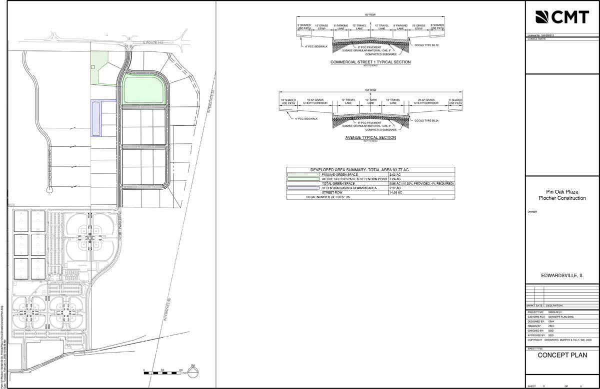 Developers have released this concept plan of Park North in relationship to Plummer Family Park, lower left, southwest of the Interstate 55 and Illinois 143 interchange.