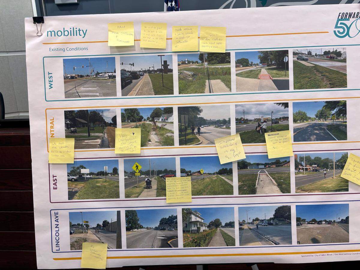 Residents have been asked to write comments about the US Highway 50 study on Post-It Notes, and they have.