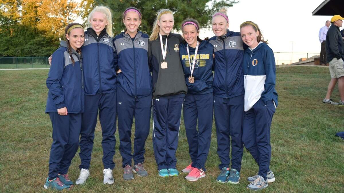 O’Fallon Township High School girls cross country team members include Emma Jordan, Sophie Wichlac, Maddy Vorce, Julia Monson, Sophia Parker, Kiley McElroy and Kimberly Davenport.