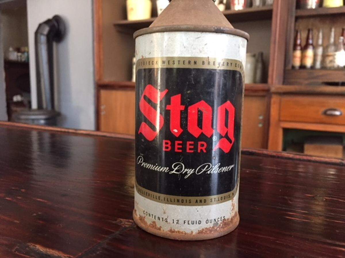 This is a Stag can from about 1948, according to local brewery historian Donald Roussin. The can is part of the Belleville Historical Society’s collection.