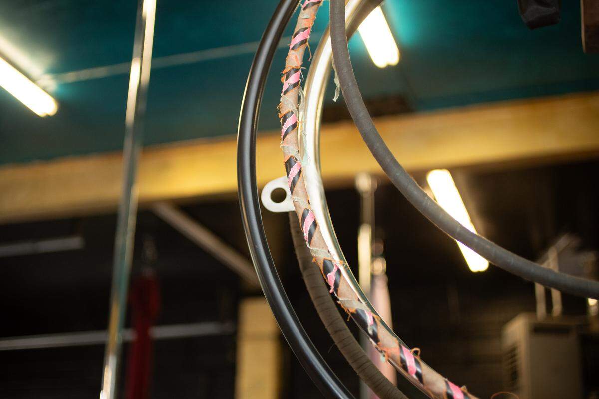 Hoops used at Valkyrie Aerial Arts in Belleville, Ill.