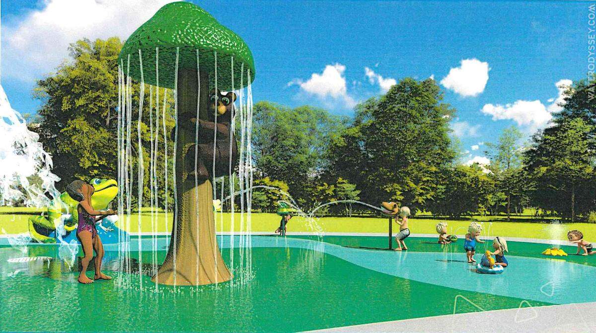 This artist rendering of a Water Odyssey splash pad shows some of the features that will be part of the one being installed in Belleville.