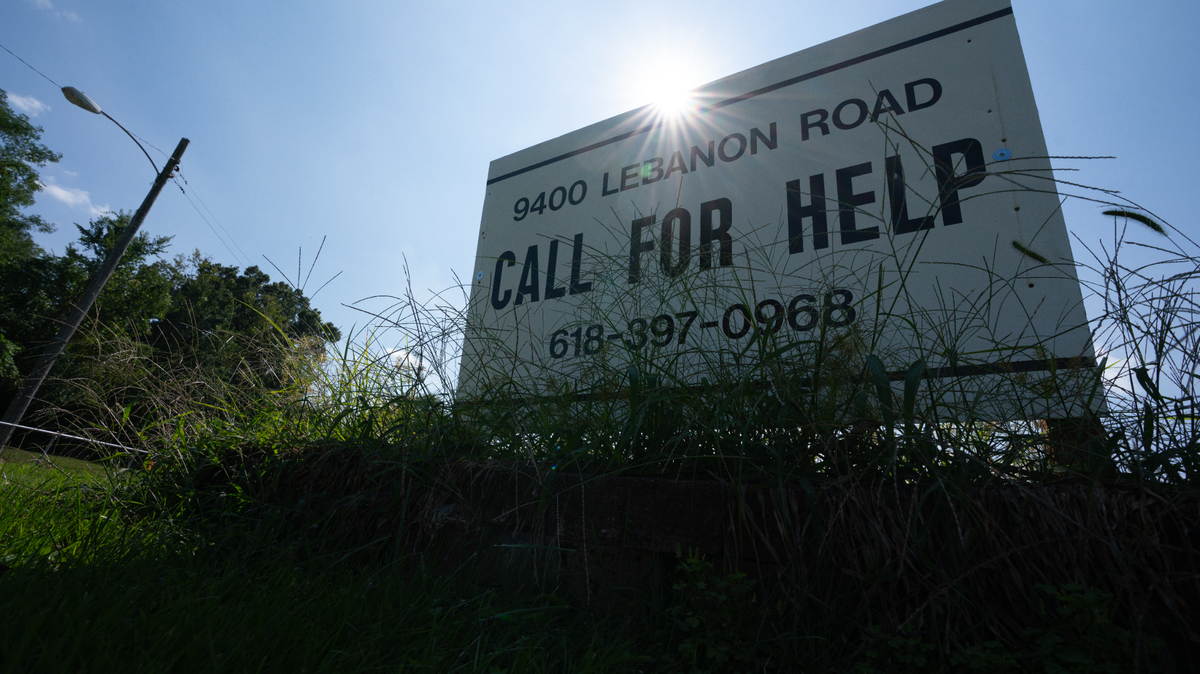 Sign in outside of the property belonging to Call For Help, a nonprofit organization that provided resources for mental health, homelessness and other situations to the metro-east, on Sept. 6, 2023. Call For Help has announced it will close this month.