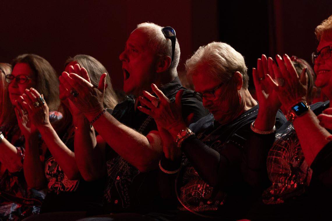 Fans clap in support of Logan Ramey as he finishes a powerful rendition of “Suspicious Minds.”