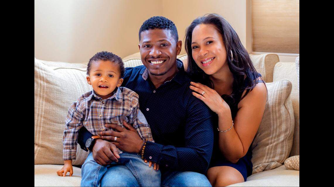 Edwin Morrow, formerly of East St. Louis, is shown with his wife, Shyla Genair, and their 3-year-old son, Maverick Suphero Morrow. The couple moved to Chicago from California to be closer to family in Illinois.