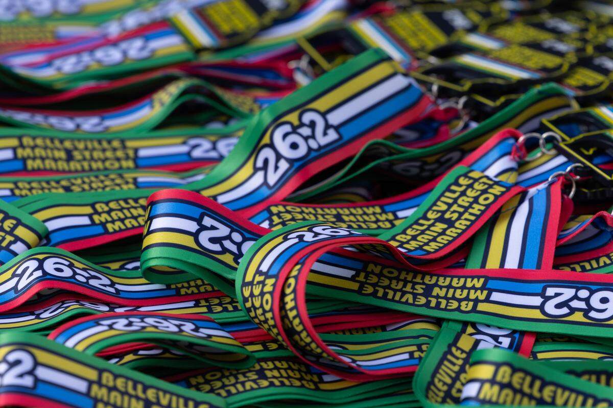 Over 400 finishing medals were given out at the Belleville Marathon on Sept. 28, 2024.