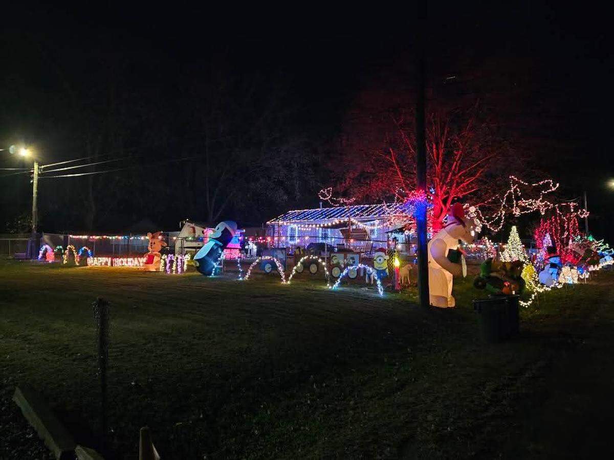 The Hauvers “Seventeenth Street Santa” display features nearly 100,000 Christmas lights.