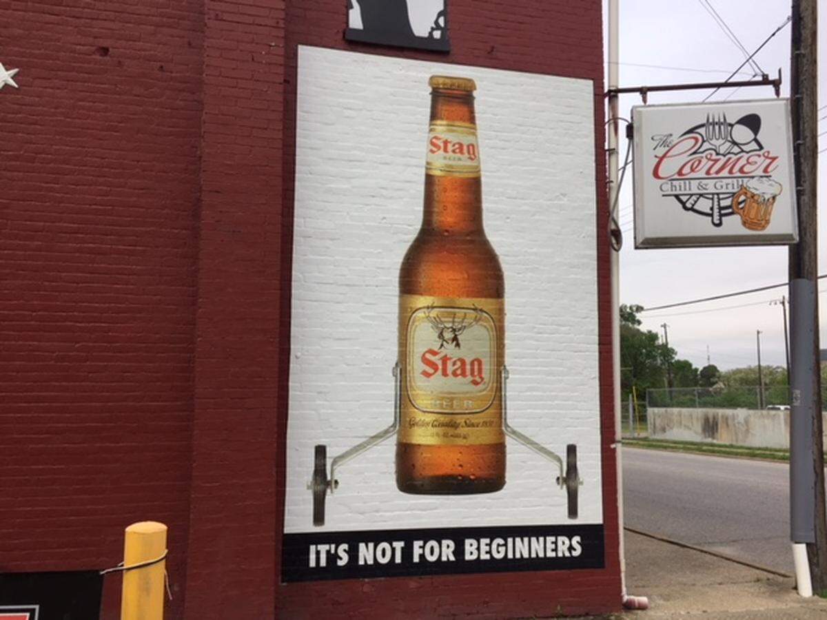 This Stag Beer mural is affixed to a wall of The Corner Chill & Grill at 341 Centreville Ave. in Belleville.
