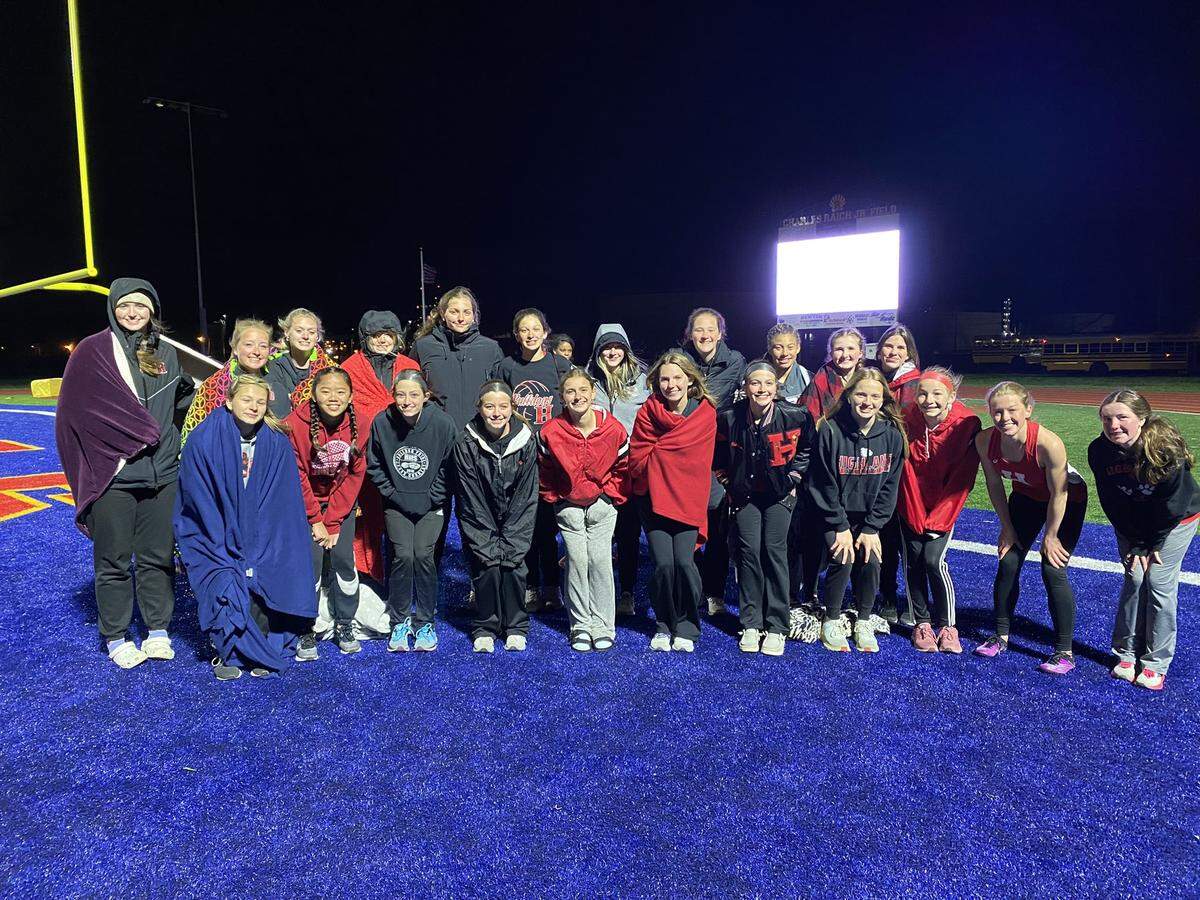 The Highland girls track team won the Roxana Relays with 104 first-place points followed by second-place Father McGivney (45), third-place Civic Memorial (44), Mascoutah JV in fourth place (42), and Jerseyville (36.5) in fifth place. Alton Marquette (31) and Roxana (21.5) rounded out the rest of the seven-team field for the meet.