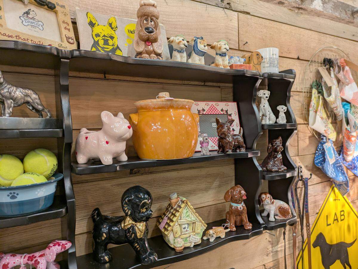 Dog-themed merch at the Rusty Gem in Belleville