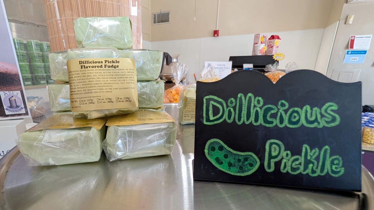Are you daring enough to try the pickle-flavored fudge at Abe's Gourmet Popcorn?
