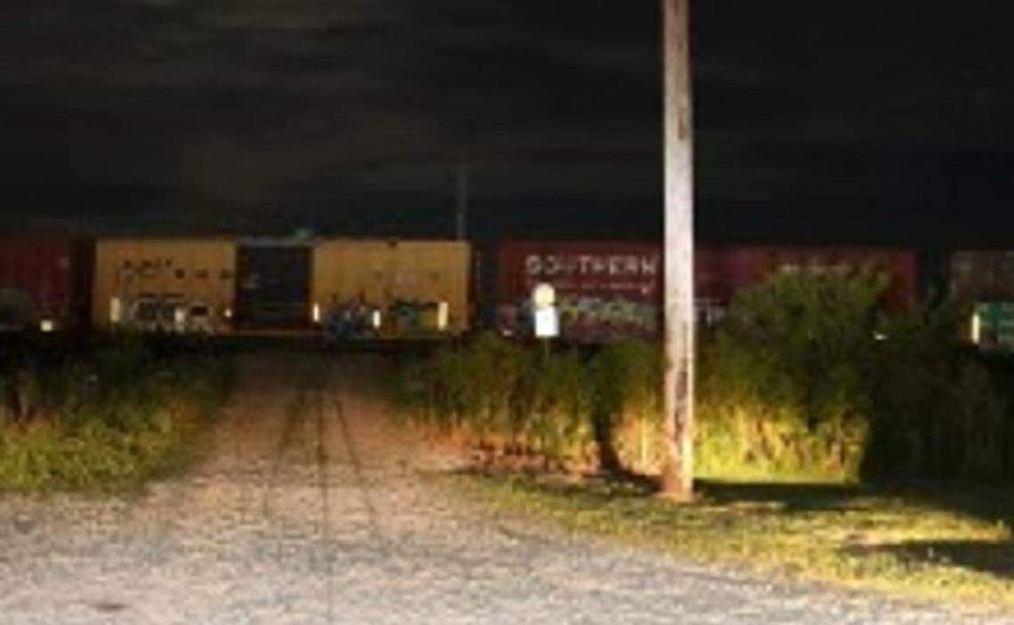 An Illinois State Police photo shows the railroad crossing near Fults where Jonah Matthews was fatally struck by a train on June 14, 2019.