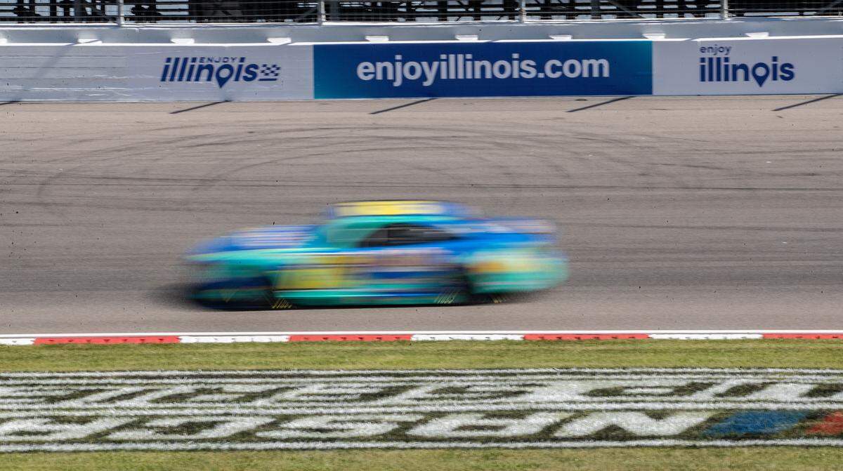 A NASCAR Cup series driver takes practice laps in preparation for the NASCAR Cup Series Enjoy Illinois 300 at World Wide Technology Raceway on Sunday.