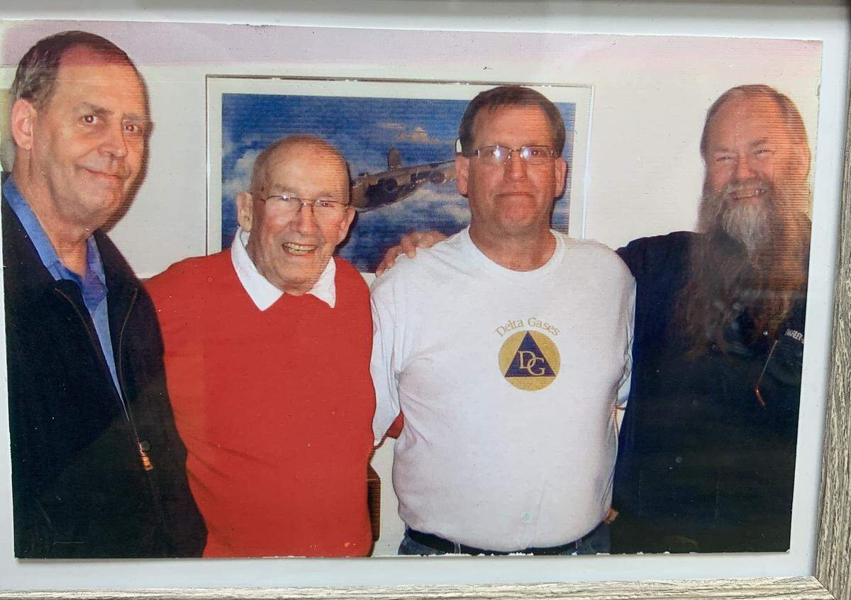 Edward Manthey, second from left, is shown with his three sons, left to right, Ken, Don and Steve in 2010. Ken and Steve are now deceased.